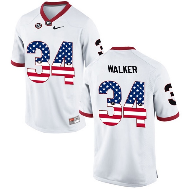 Georgia Bulldogs Men's NCAA Herchel Walker #34 White 2017 US Flag Fashion Limited College Football Jersey LBZ5249ZQ
